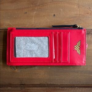 Red Wallet with Wonder Woman Logo and Card/Phone Slots